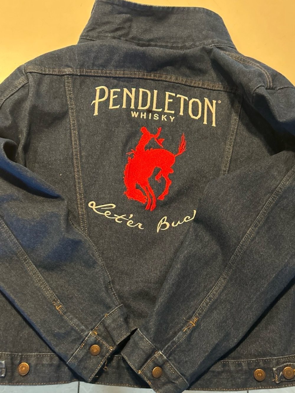 Pendleton Dark Blue Denim Jacket with Red Embroidered Rider